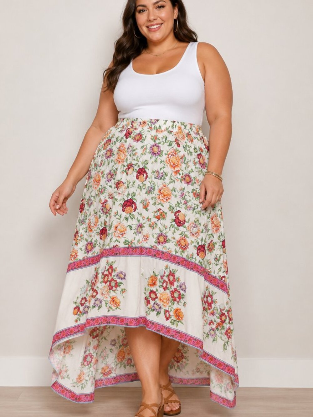 Lane Bryant Floral High-Low Maxi Skirt Plus Size 26/28 NWT